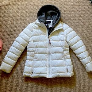 Jacket- white with grey hoddie